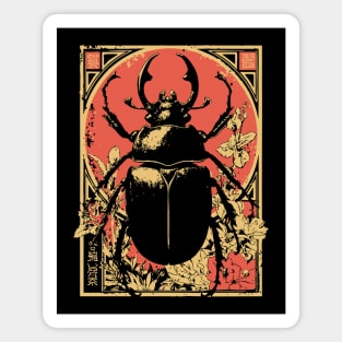 Gothic Hercules Beetle Japanese Insect Art Minimalist Rhino Design Magnet